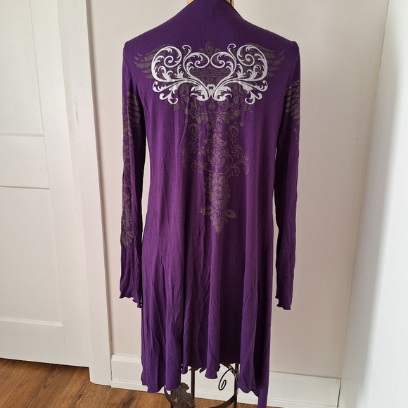 ⭐3/$20 Beautiful Purple Lightweight Stretchy Cardigan/Duster/Cover-up Sz Lg - Picture 2 of 12